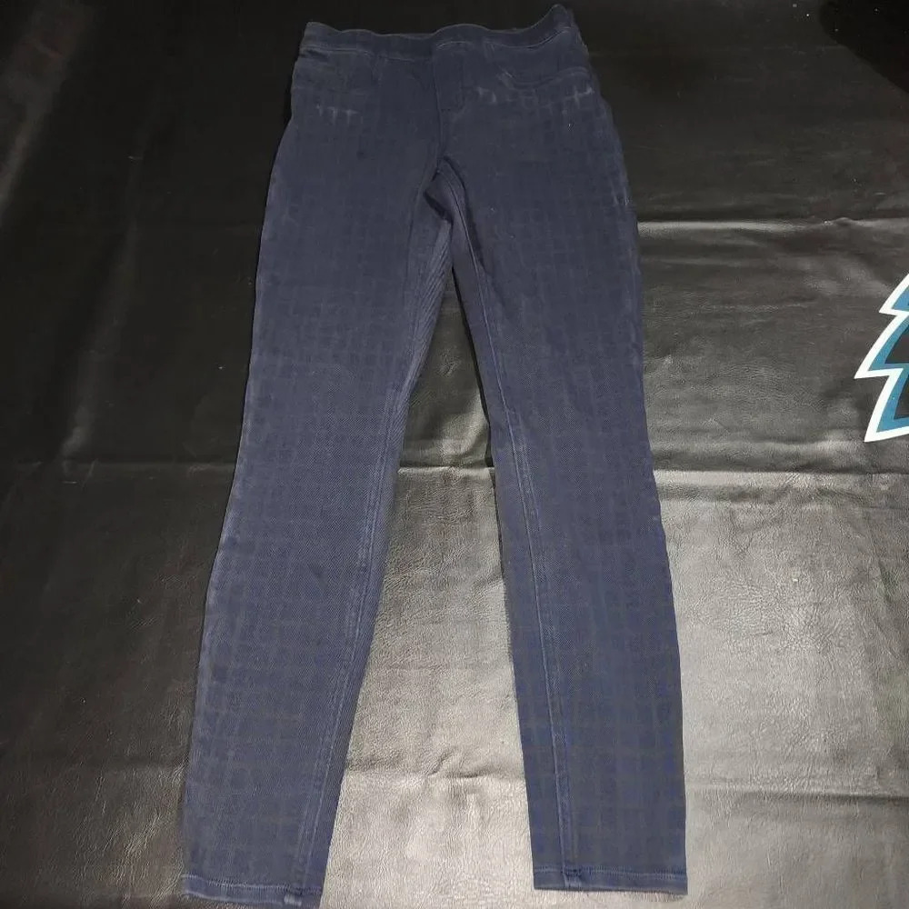Spanx‎ Womens Navy Blue Check Jeanish Ankle Leggings Small